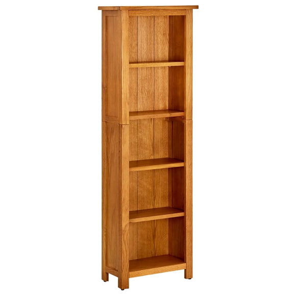 NNEVL 5-Tier Bookcase 45x22x140 cm Solid Oak Wood