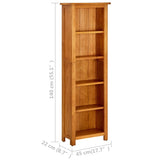 NNEVL 5-Tier Bookcase 45x22x140 cm Solid Oak Wood