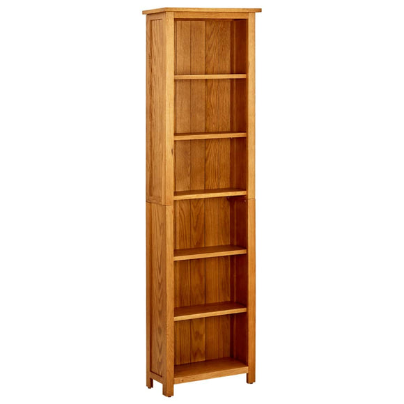 NNEVL 6-Tier Bookcase 52x22x180 cm Solid Oak Wood
