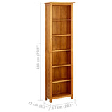 NNEVL 6-Tier Bookcase 52x22x180 cm Solid Oak Wood