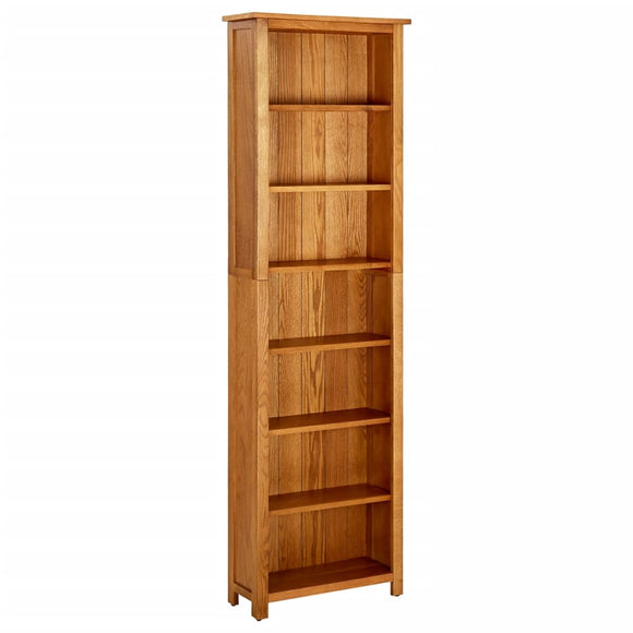 NNEVL 7-Tier Bookcase 60x22x200 cm Solid Oak Wood