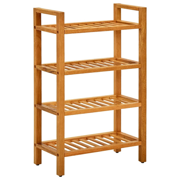 NNEVL Shoe Rack with 4 Shelves 50x27x80 cm Solid Oak Wood