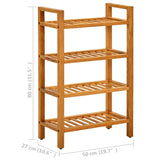 NNEVL Shoe Rack with 4 Shelves 50x27x80 cm Solid Oak Wood