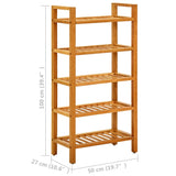 NNEVL Shoe Rack with 5 Shelves 50x27x100 cm Solid Oak Wood
