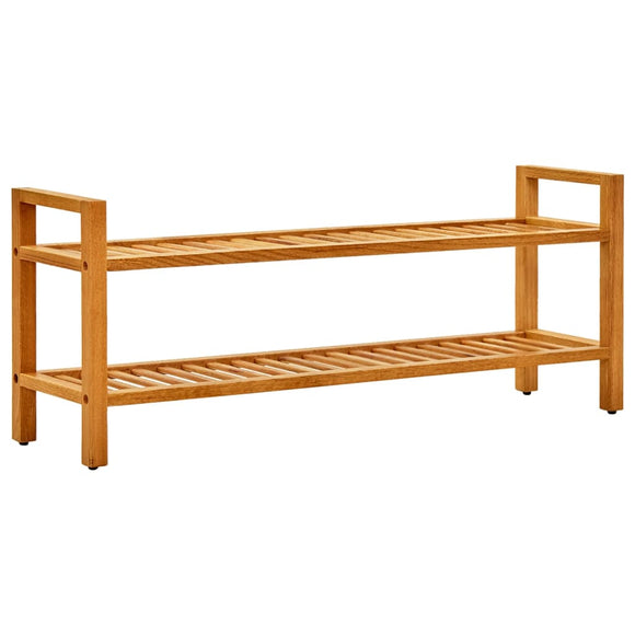NNEVL Shoe Rack with 2 Shelves 100x27x40 cm Solid Oak Wood