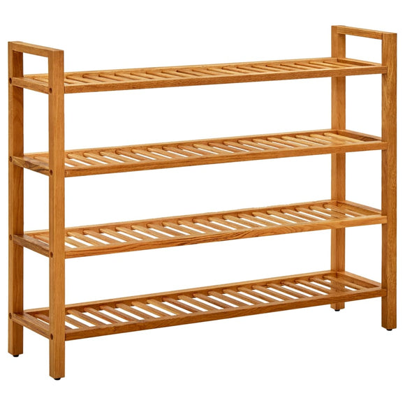 NNEVL Shoe Rack with 4 Shelves 100x27x80 cm Solid Oak Wood