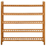 NNEVL Shoe Rack with 5 Shelves 100x27x100 cm Solid Oak Wood