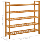 NNEVL Shoe Rack with 5 Shelves 100x27x100 cm Solid Oak Wood