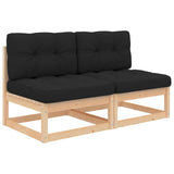 NNEVL Garden Middle Sofas with Cushions 2 pcs Solid Pinewood