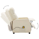 NNEVL Electric Massage Reclining Chair Cream White Faux Leather