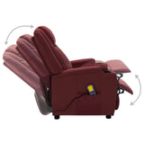NNEVL Electric Massage Reclining Chair Wine Red Faux Leather