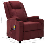 NNEVL Electric Massage Reclining Chair Wine Red Faux Leather