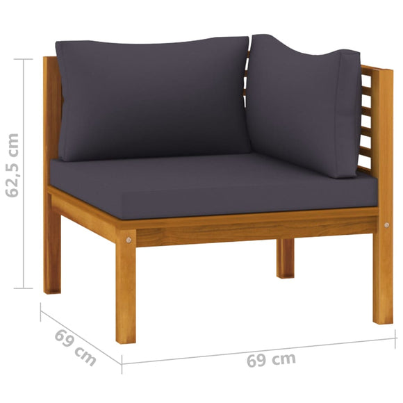 NNEVL Corner Sofas 2 pcs with Dark Grey Cushions Solid Acacia Wood