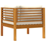 NNEVL Corner Sofas 2 pcs with Cream White Cushions Solid Acacia Wood