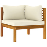 NNEVL 2 Piece Sofa Set with Cream White Cushions Solid Acacia Wood