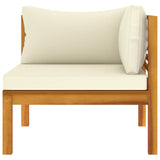 NNEVL 2 Piece Sofa Set with Cream White Cushions Solid Acacia Wood