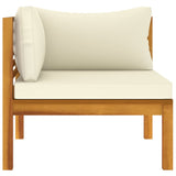 NNEVL 2 Piece Sofa Set with Cream White Cushions Solid Acacia Wood