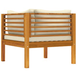 NNEVL 2 Piece Sofa Set with Cream White Cushions Solid Acacia Wood
