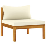 NNEVL 2 Piece Sofa Set with Cream White Cushions Solid Acacia Wood