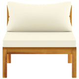 NNEVL 2 Piece Sofa Set with Cream White Cushions Solid Acacia Wood