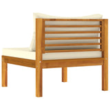 NNEVL 2 Piece Sofa Set with Cream White Cushions Solid Acacia Wood