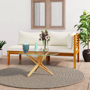NNEVL 2 Piece Sofa Set with Cream White Cushions Solid Acacia Wood