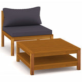 NNEVL 2 Piece Garden Sofa Set with Dark Grey Cushions Acacia Wood