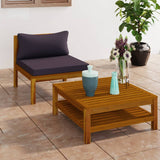 NNEVL 2 Piece Garden Sofa Set with Dark Grey Cushions Acacia Wood