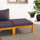 NNEVL Footrest with Dark Grey Cushion Solid Acacia Wood