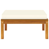 NNEVL Footrest with Cream White Cushion Solid Acacia Wood