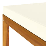 NNEVL Footrest with Cream White Cushion Solid Acacia Wood