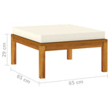 NNEVL Footrest with Cream White Cushion Solid Acacia Wood