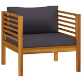 NNEVL Garden Chair with Dark Grey Cushions Solid Acacia Wood