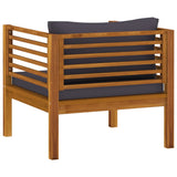 NNEVL Garden Chair with Dark Grey Cushions Solid Acacia Wood