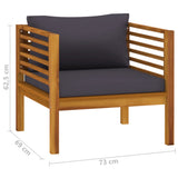 NNEVL Garden Chair with Dark Grey Cushions Solid Acacia Wood