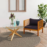 NNEVL Garden Chair with Dark Grey Cushions Solid Acacia Wood
