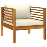 NNEVL Garden Chair with Cream White Cushions Solid Acacia Wood