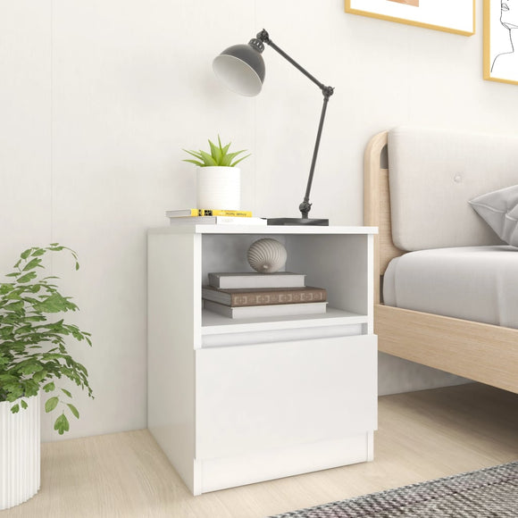 NNEVL Bed Cabinet White 40x40x50 cm Chipboard