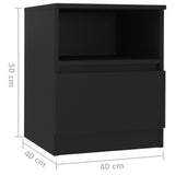 NNEVL Bed Cabinet Black 40x40x50 cm Chipboard