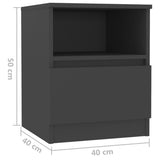 NNEVL Bed Cabinet Grey 40x40x50 cm Chipboard