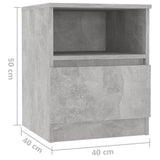 NNEVL Bed Cabinet Concrete Grey 40x40x50 cm Chipboard