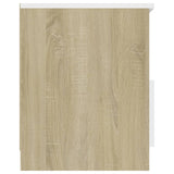 NNEVL Bed Cabinet White and Sonoma Oak 40x40x50 cm Chipboard