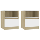 NNEVL Bed Cabinets 2 pcs White and Sonoma Oak 40x40x50 cm Chipboard