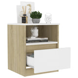 NNEVL Bed Cabinets 2 pcs White and Sonoma Oak 40x40x50 cm Chipboard