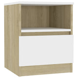 NNEVL Bed Cabinets 2 pcs White and Sonoma Oak 40x40x50 cm Chipboard