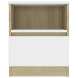 NNEVL Bed Cabinets 2 pcs White and Sonoma Oak 40x40x50 cm Chipboard