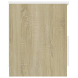 NNEVL Bed Cabinets 2 pcs White and Sonoma Oak 40x40x50 cm Chipboard