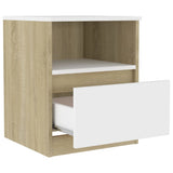 NNEVL Bed Cabinets 2 pcs White and Sonoma Oak 40x40x50 cm Chipboard