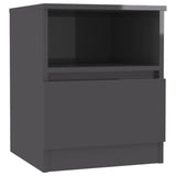 NNEVL Bed Cabinet High Gloss Grey 40x40x50 cm Chipboard
