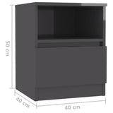 NNEVL Bed Cabinet High Gloss Grey 40x40x50 cm Chipboard